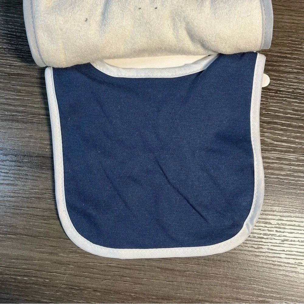 Modern Baby 4 Pack Reversible Football Bibs Sunday Funday Blue White Grey NEW